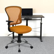 executive computer desk task office chair orange